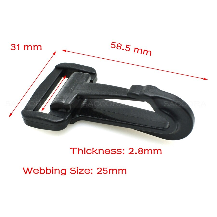 2pcs Olecranon hook Plastic Snap Hooks Rocker Style For Backpack Strap Paracord Lanyard Webbing 20mm 25mm 30mm 38mm 50mm: Webbing Size 25mm