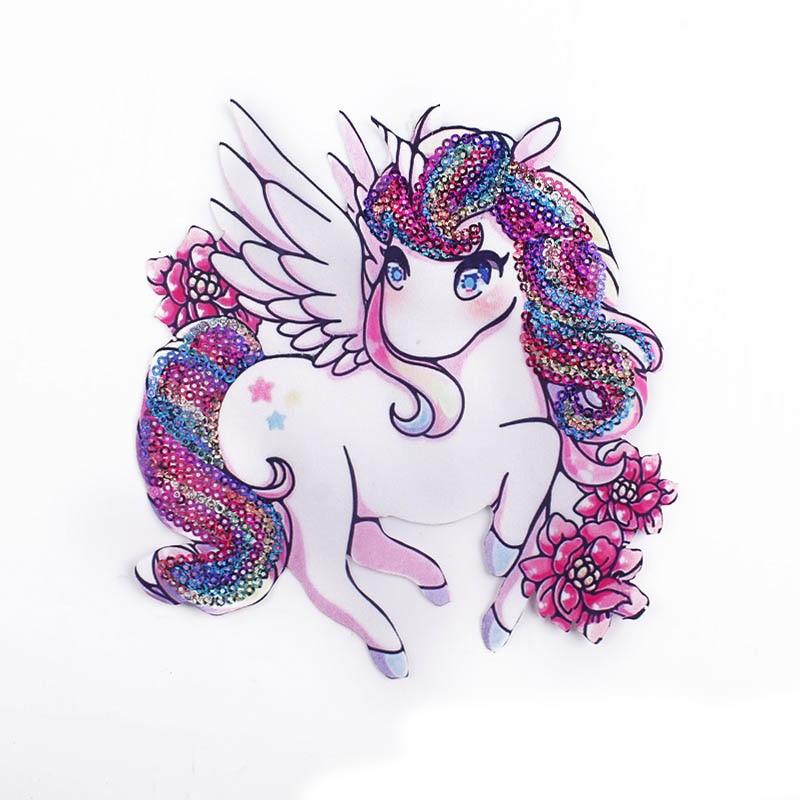 Beautiful Sequins Animals Unicorn Patch For Clothes Iron On Embroidered Patches For Clothes Appliques Stickers T-shirt Jacket