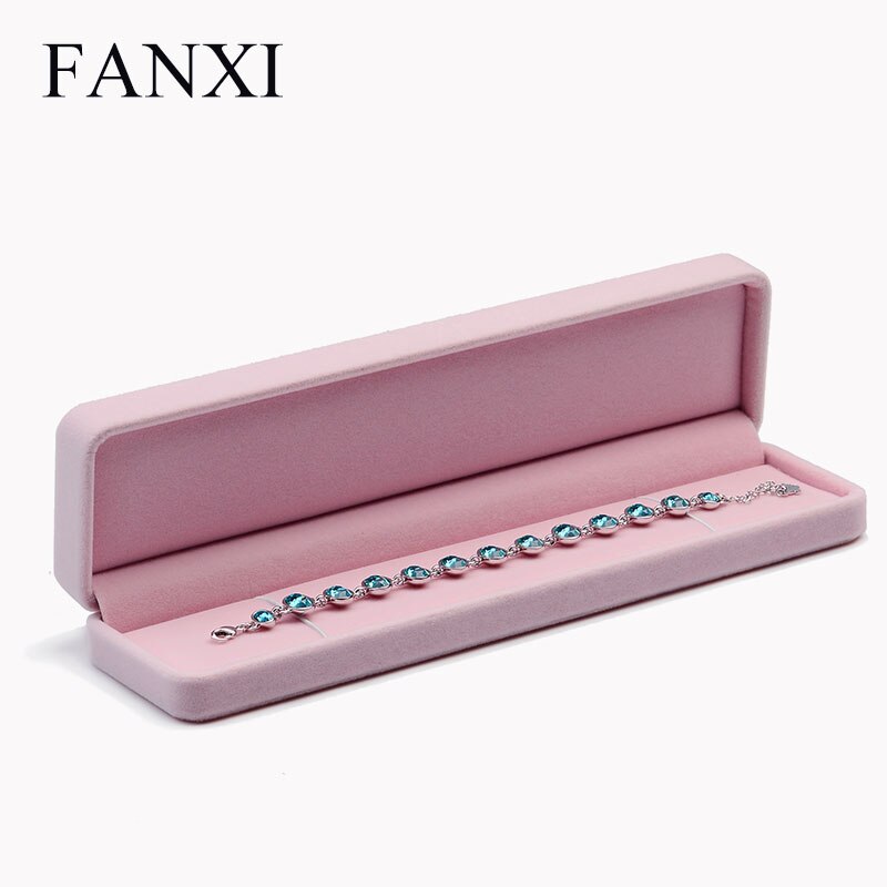 Velvet Jewelry Box - Pink - 19x19x4cm - Ring, Necklace, Earring, Bracelet Display - Oirlv: H00805