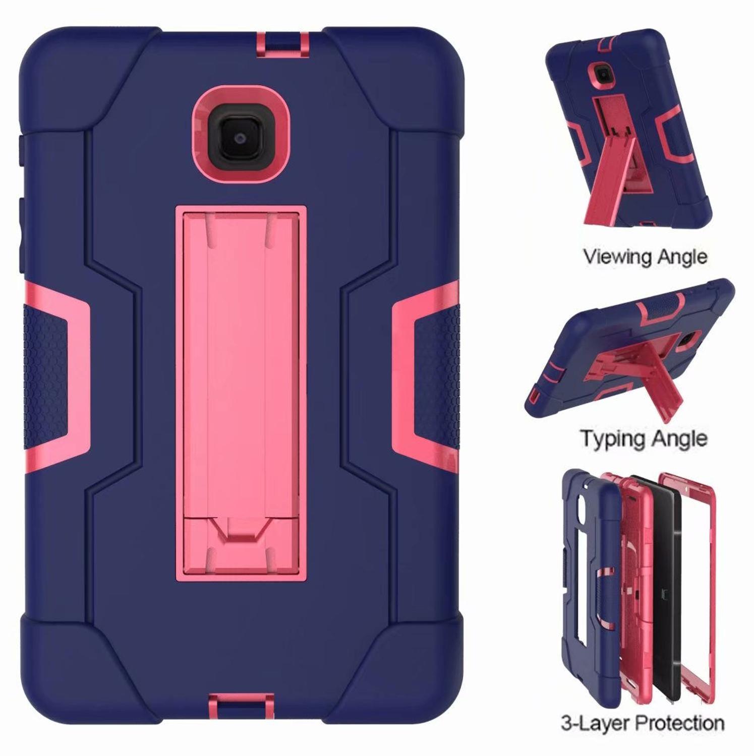 Shockproof Silicon PC Hybrid Stand Kids Safe Tablet Cover For Samsung Galaxy Tab A 8.0 T387 SM-T387W SM-T387V Case +FilmPen: NRose