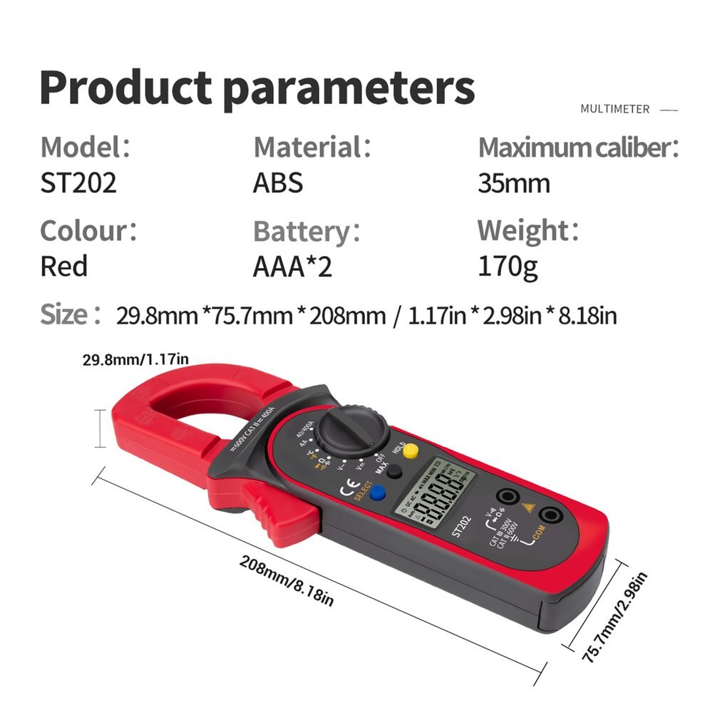 Aneng ST202 Digitale Multimeter Weerstand Ohm Tran... – Grandado