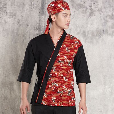 unisex Japanischen stil lebensmittel Service kleidung Sushi Koch jacke Neue Koch arbeit Uniform entwickelt koch anzug Japanischen Kimono: 0B / XXL
