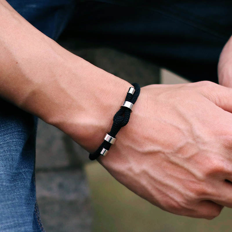 Novelties Men Bracelet Stainless Steel Metal Adjustable Cord Chain Braslet Lucky Red Thread Braclet Pulsera Roja Hombre Handmade