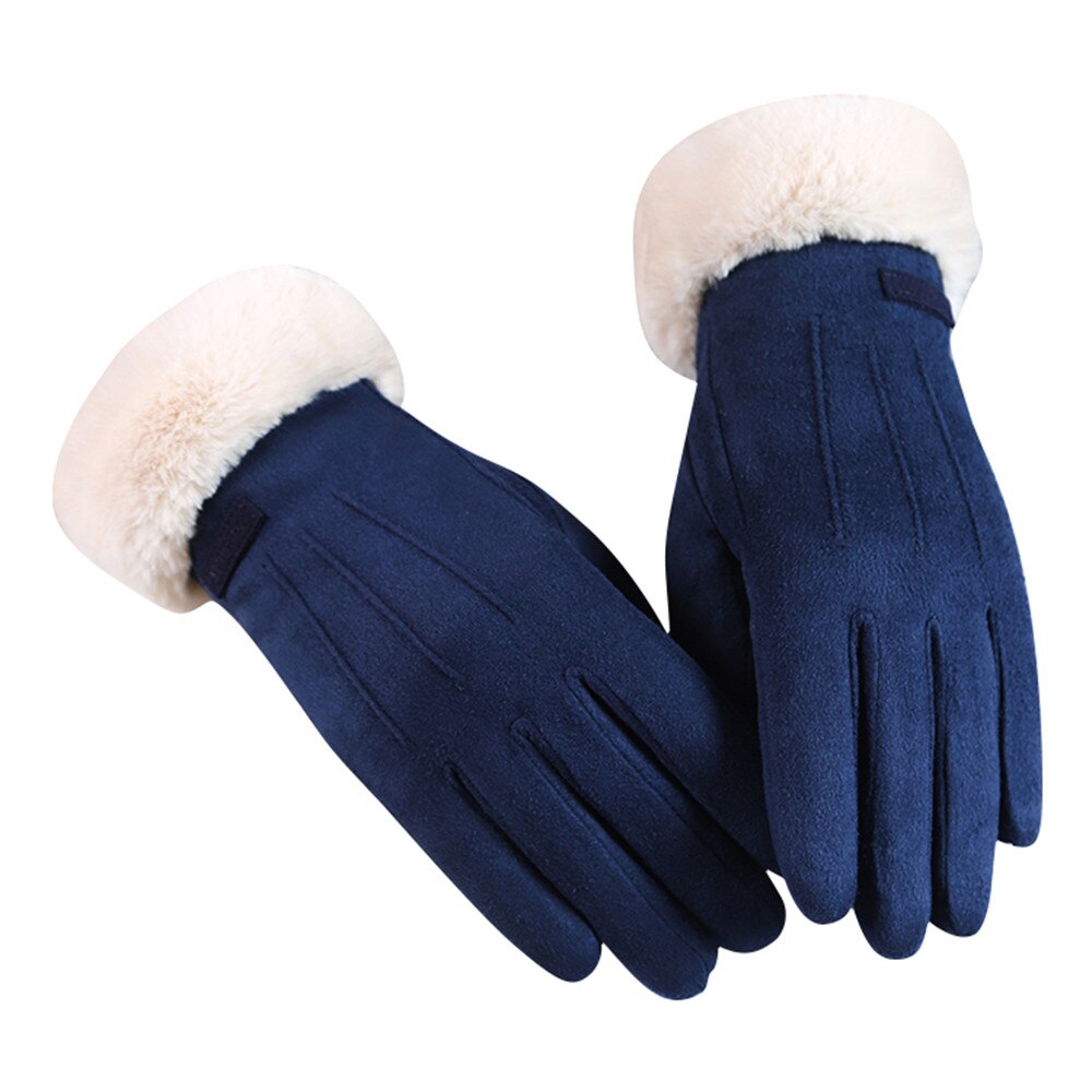 Vrouwen Handschoenen In Herfst En Winter Winddicht Warm Plus Fluwelen Handschoenen Winter Handschoenen Herfst Warme Handschoenen: Blue