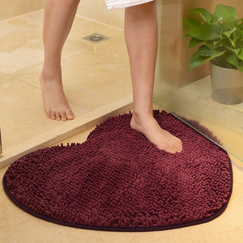 Gulvteppe til stue soveromsteppe 1 stk hjemmeinnredning fluffy 48*58cm kjærlighet hjerte form sklisikker alfombra bade antiskli matte: Mørk lilla / Omtrent 50 x 60cm