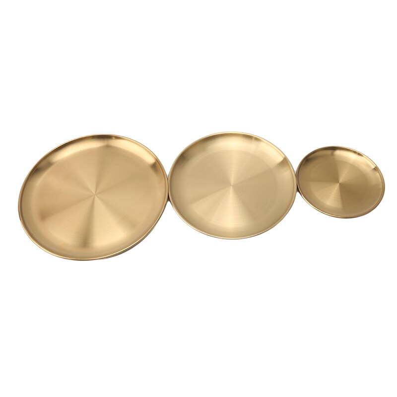Diner Platen Goud Eettafel Plaat Serveren Gerechten Ronde Plaat Cake Lade Westerse Steak Ronde Lade Keuken Platen