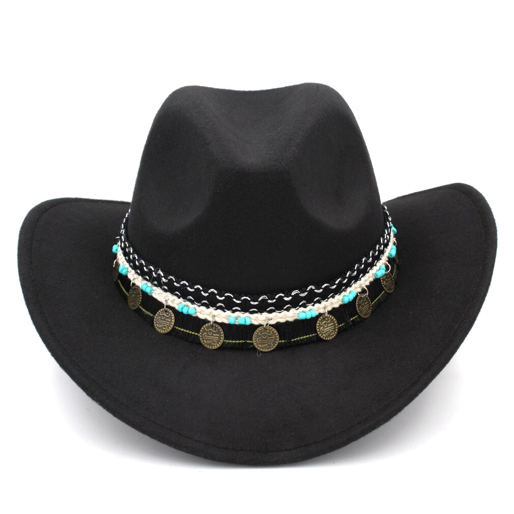 Mistdawn mænd kvinder uld bred skygge western cowboy hat cowgirl kostume kasket størrelse 56-58cm bbc