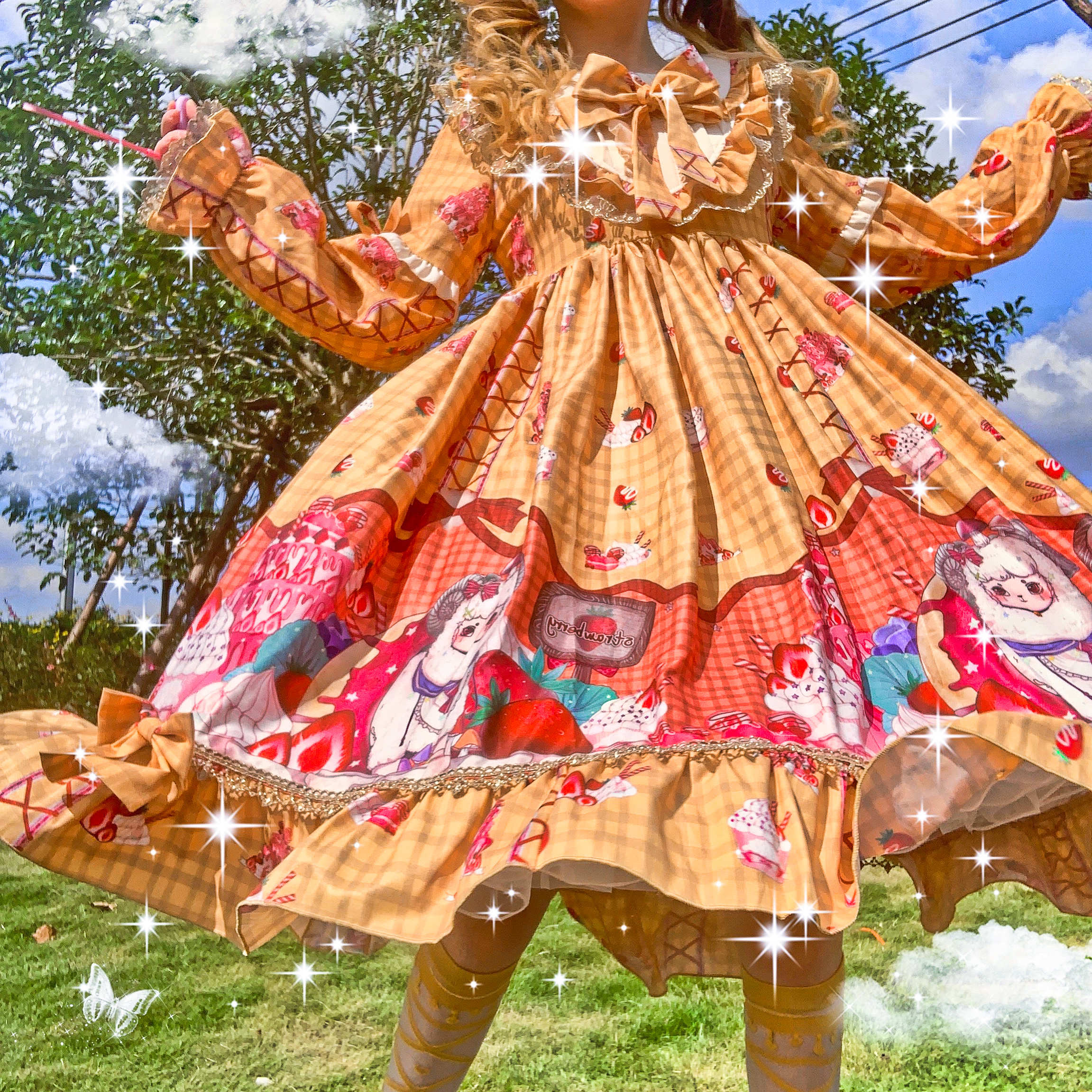 Kawaii girl gothic Lolita japonés retro sweet girl Lolita bowknot vintage, victoriano vestido palaciego lolita op cos: Naranja / M