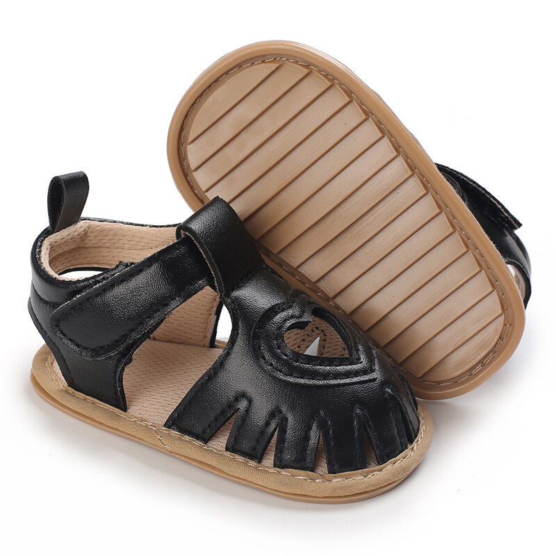 Emmababy 2022 Toddler Baby Summer Sandals Solid Color Heart-shaped Cutout Soft Sole Girls Boy Beach Sandals