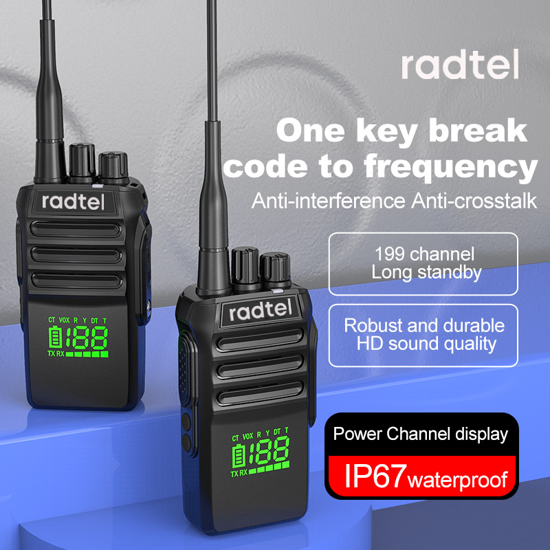 Radtel RT-493 10 W IP67 Wasserdichtes UHF 400–470 MHz Business-Funkgerät 199 Kanal, schnelle Kopierfrequenz, Walkie-Talkie, USB-C