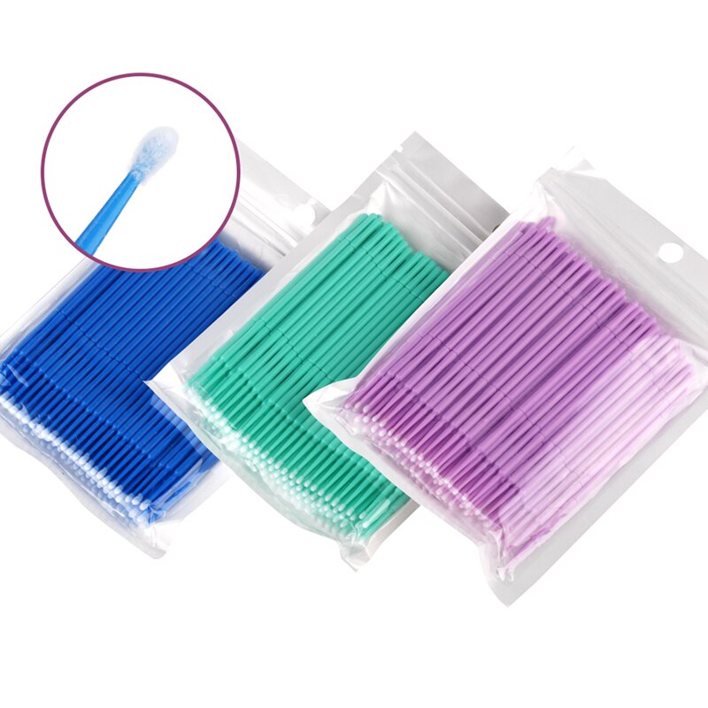 VVHUDA-Mini cepillos desechables, 100 Uds., varitas para extensiones, sin pelusa, microcepillo, punta de microfibra, aplicador de maquillaje