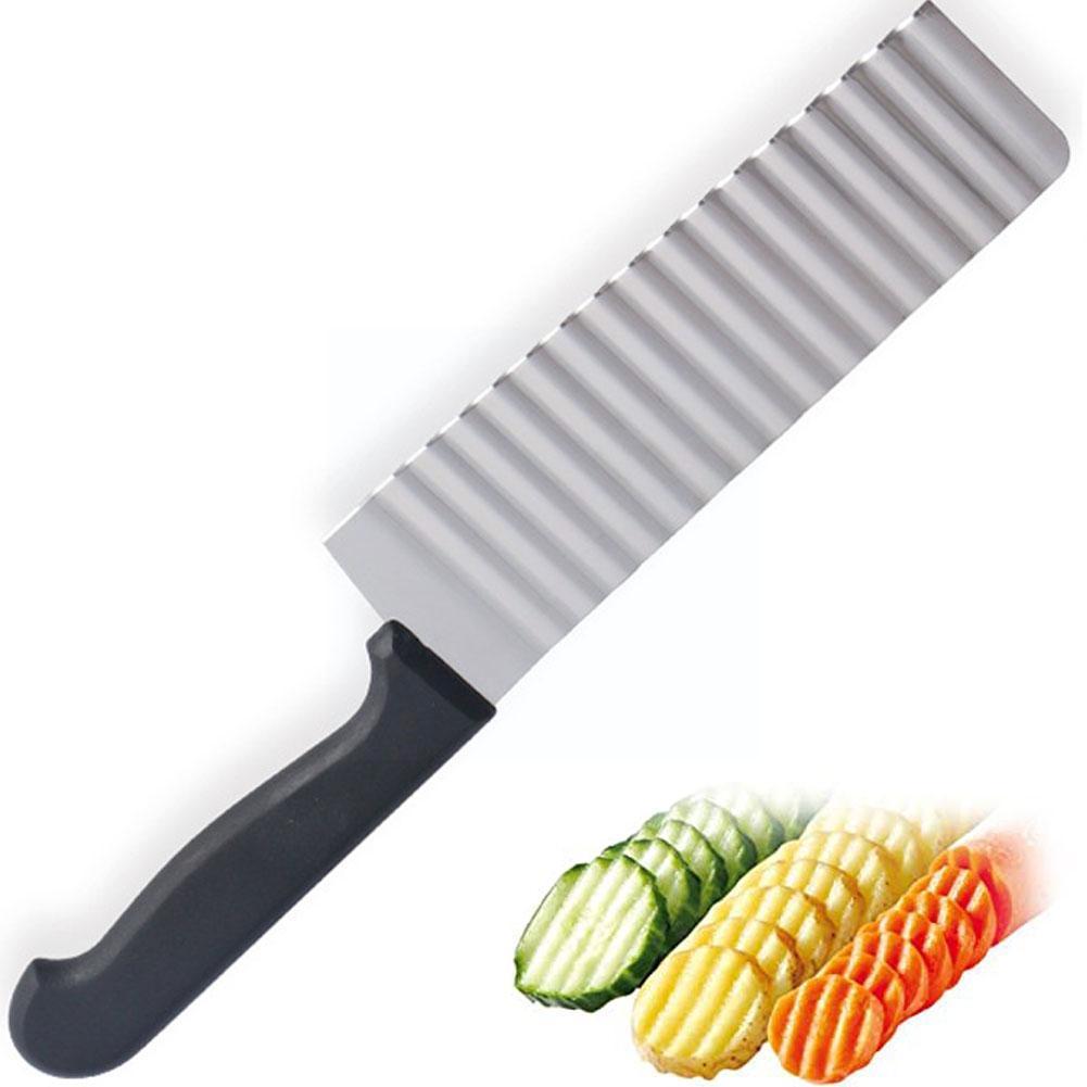 Steel Potato Chip Slicer Dough Vegetable Fruit Crinkle Cutter Fry French Knife Potato Wavy Slicer Chopper Maker U7V8