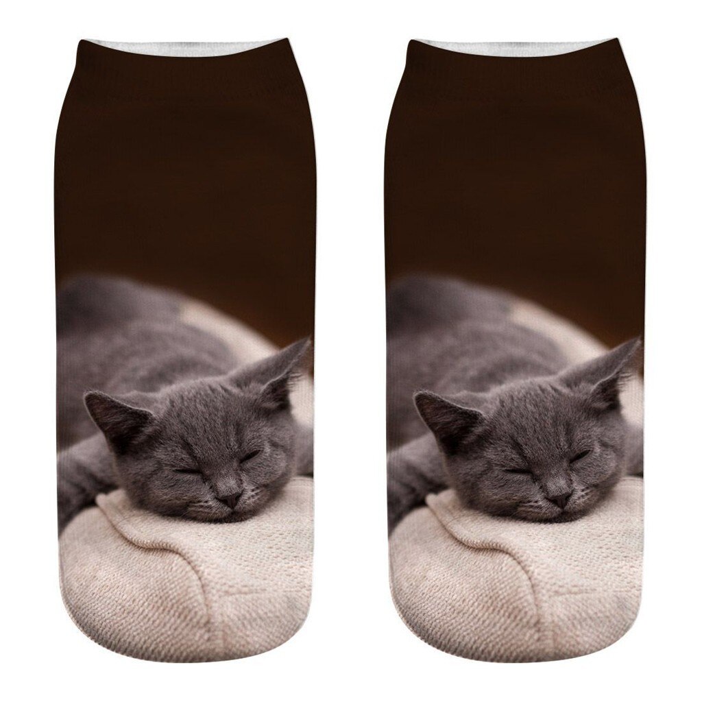 #30 Funny Socks Women Men 3d Novelty Crazy Funny Cat Ankle Socks Cute Colorful Cartoon Low Cut Socks Kobieta Skarpety: D