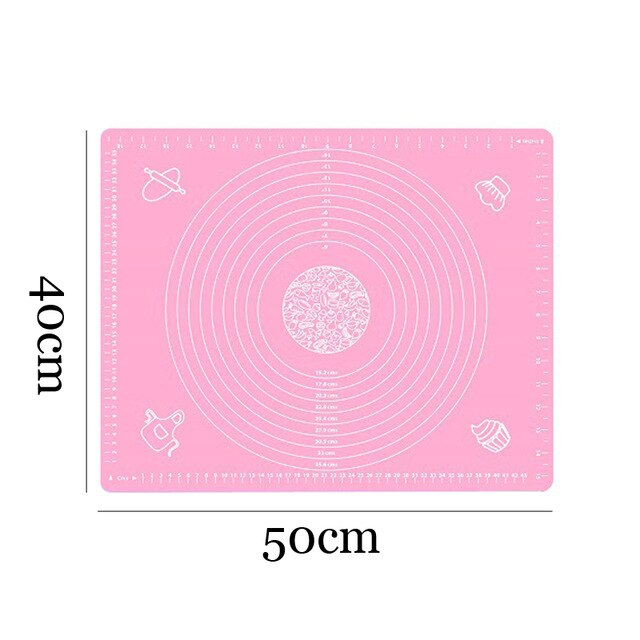 Siliconen bakmat verdikkingsmiddel bloem rolmat kneeddeegmat bakdeeg rolmat bakvormen: Roze -40 x 50cm