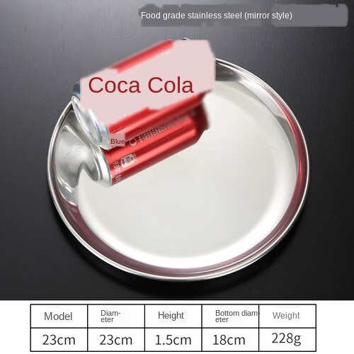304 Stainless Steel round Plate Western Restaurant Bone Tray Dish Shallow dishes dinner plates set dish sets: 23cm light