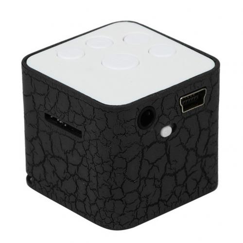 Altavoces estéreo portátiles con luz LED MP3, altavoz de viaje con reproductor de música, compatible con tarjeta TF, bonito para niños, triangulación de envíos: Black