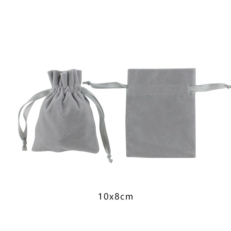 5pcs/lot Pink/Gray Color Velvet Drawstring Bags 10x8cm Wedding Partty Candy Bags Jewelry Storage Packaging Bags Supplier: gray