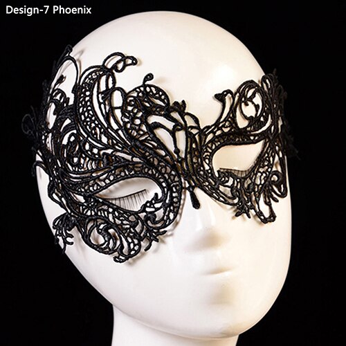 Kvinder sort blonde sommerfugl cat eye ansigtsmaske maskerade fest bal bal kostume halloween masker: Phoenix