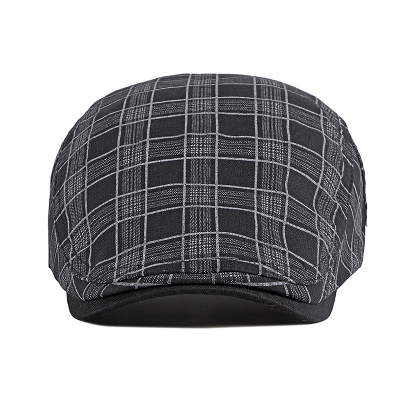 Fine Stripe Lattice Berets Hat Women Men Spring Summer Plaid Visors Red Green Blue Duckbill Herringbone Flat Cap