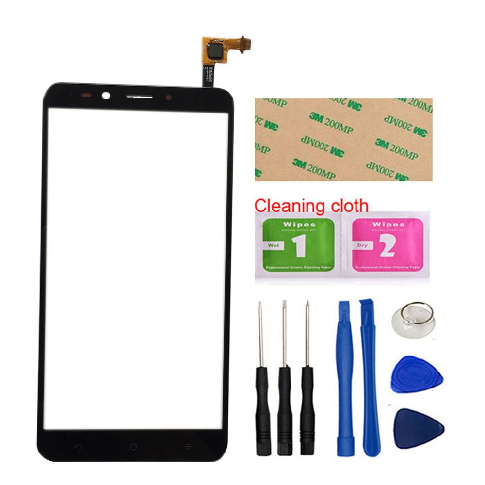Touch Screen Lens Sensor For Alcatel A7 XL A7XL 7071 7071DX Digitizer Panel Sensor Mobile Tools 3M Glue Wipes Touch: Black With Tools