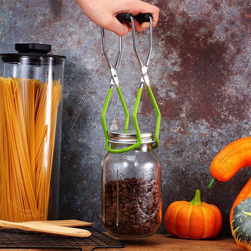 Pinzas elevadoras para tarros de conservas, pinzas para latas de acero inoxidable con mango de agarre, soporte para botellas de vidrio antideslizante resistente al calor, herramienta de cocina