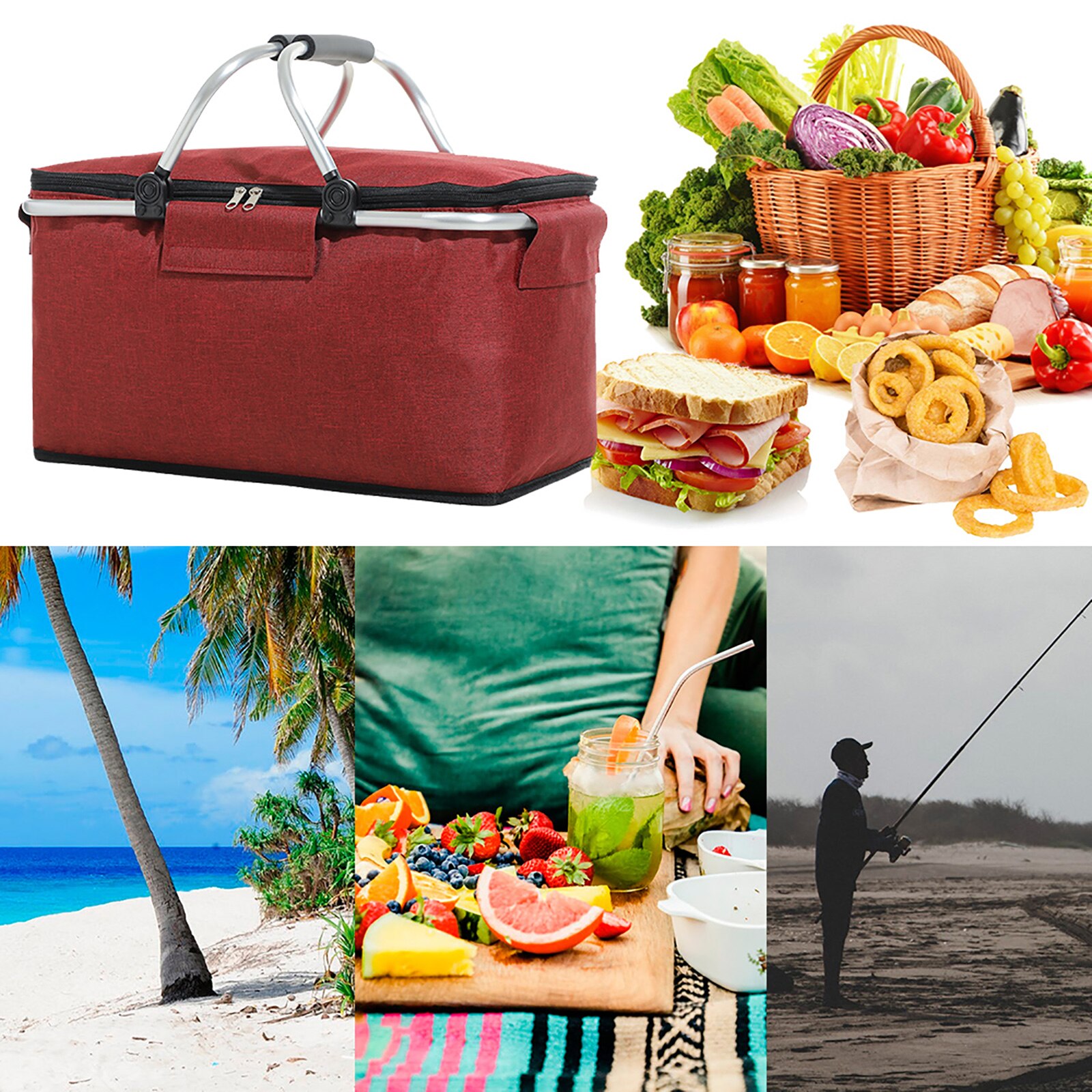 Uniwersalny chłodnica na piknik skrzynka izotermy przenośne przenośne przenośne przenośne przenośne składane torba na obiad duży rynek kosz na bieliznę dla rodziny impreza plenerowa w wiosna