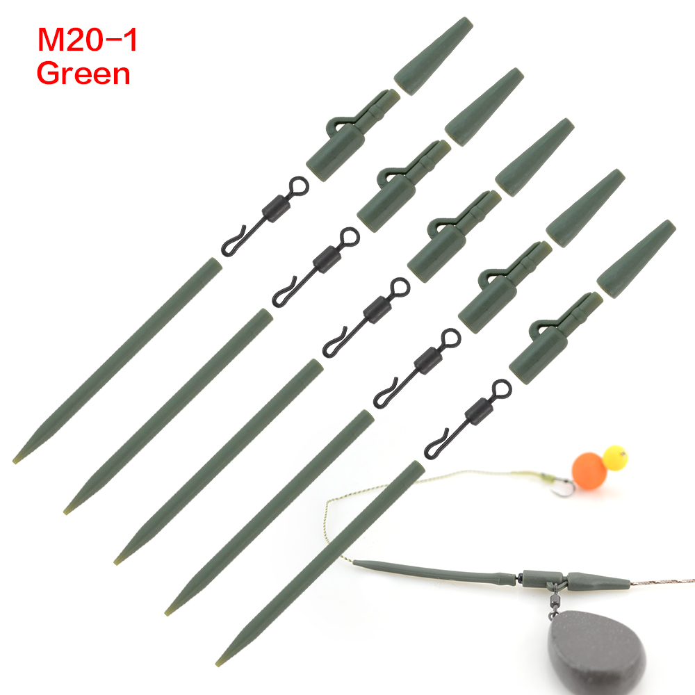 Aparejo de pesca de carpa de 40 piezas, Clips de plomo de seguridad de plástico, cono de goma de cola, manga antienredos, aparejo giratorio de cambio rápido M20: M20-1