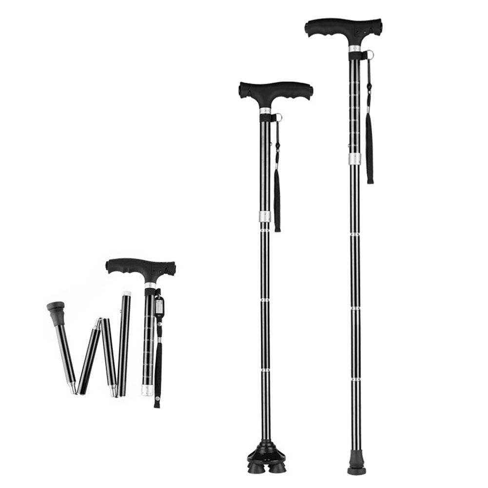 Folding LED Light Safe Walking Stick Folding Ultralight Portable Handcuff Cane Aluminum Alloy Non Slip Adjustable Walking Stick