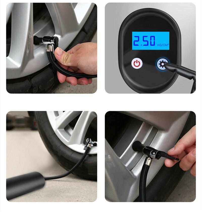Uppladdningsbar bil trådlös däckuppblåsare luftdäckpump digital display laddare luftkompressor för motorcykel cykelboll leksak