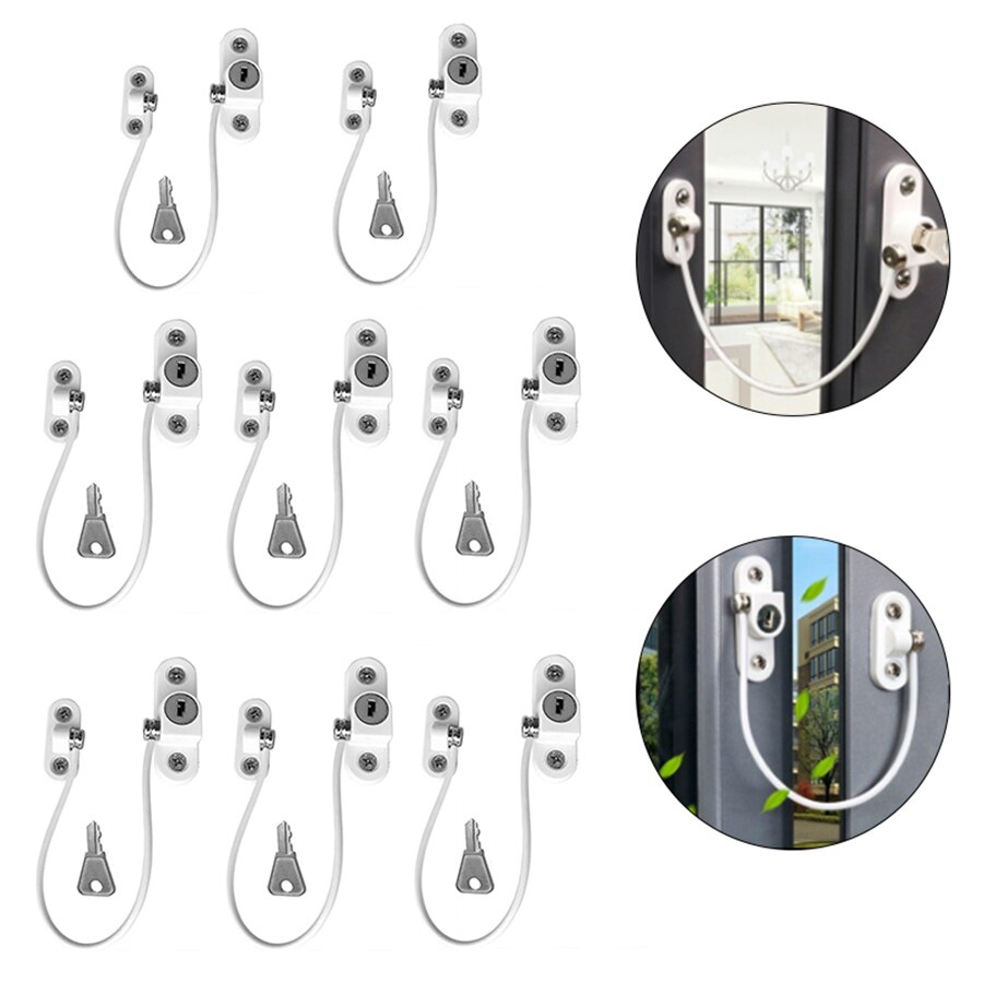 8 unids/set de cerraduras de ventana para niños, correas de bloqueo de armario de protección para niños, limitador de cerraduras de seguridad para bebés de acero inoxidable para ventanas infantiles