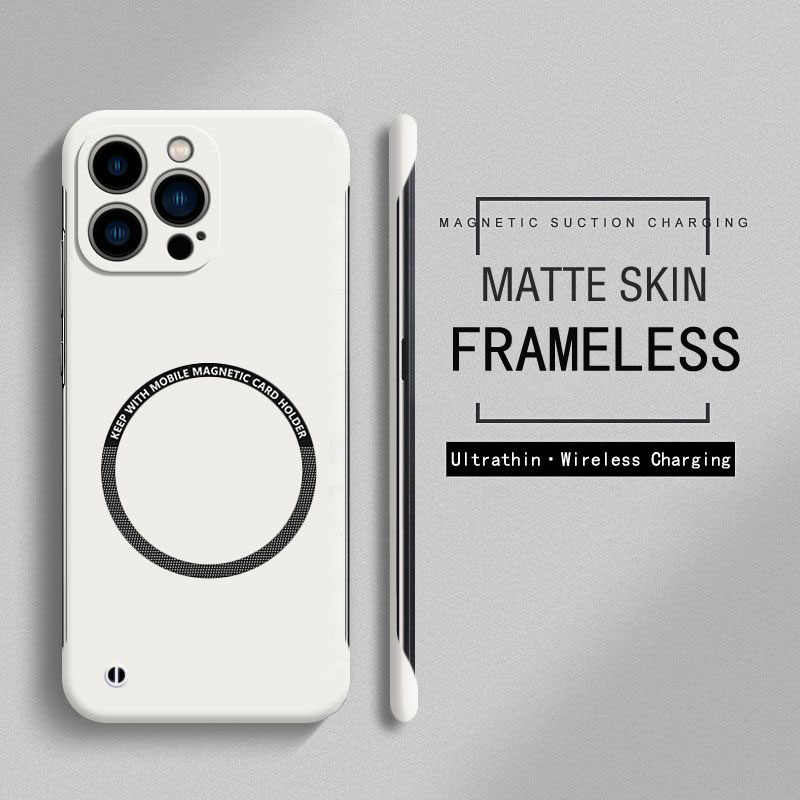 Frameless Magnetic For Magsafe Slim Case For iPhone 16 15 Pro Plus 15Pro 16Pro Max Wireless Charging Hard PC Matte Back Cover: aluminum / Clear