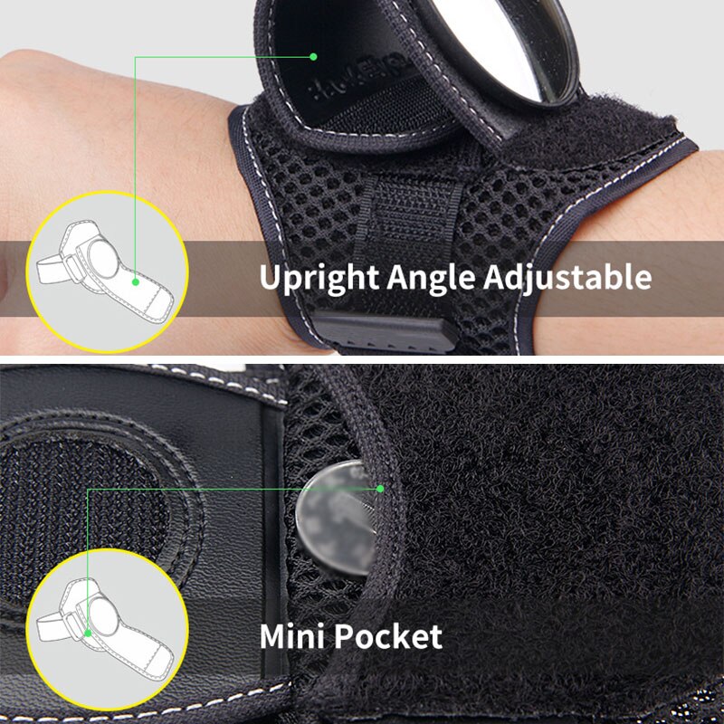 Gants de cyclisme avec rétroviseurs de vélo, sangle de poignet, réflexe de vue arrière, bras de poignet, accessoires de vélo