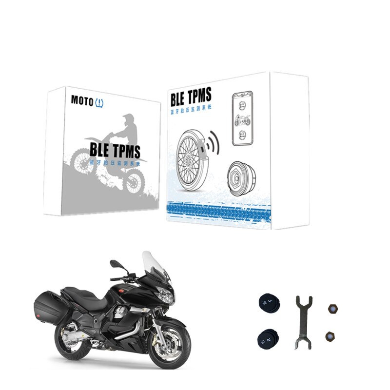 MOTO TPMS Tire Pressure Monitoring System For Motorcycle Bluetooth 4.0 With 2 External Sensors For IOS / Android motocare