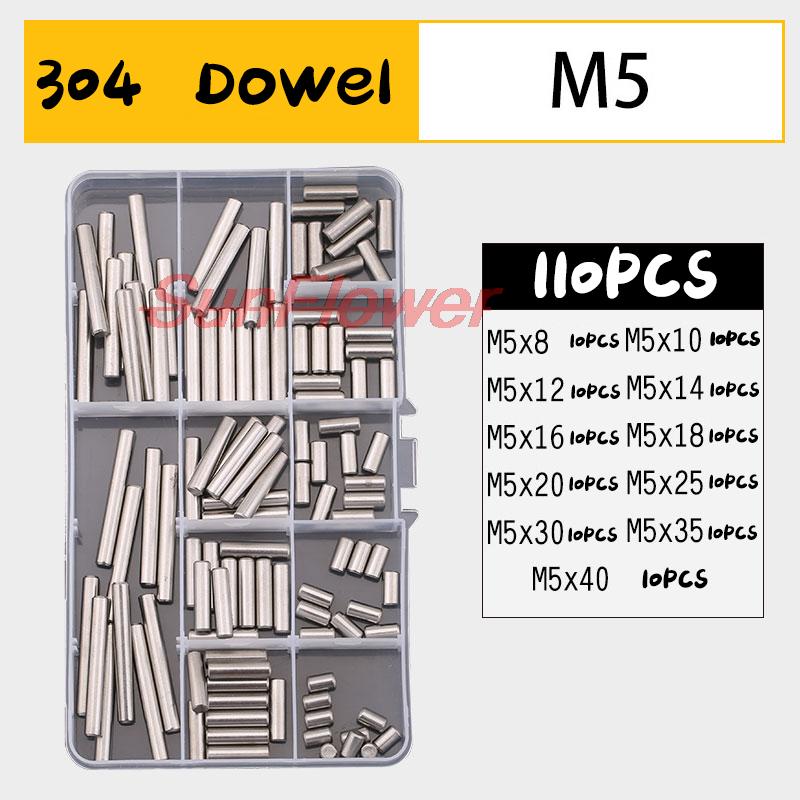 100-300Pcs Paspen 304 Rvs Cilindrische Pin Paspen Plank Ondersteuning Pin Fasten Elements Assortiment Kit m1 Om M6