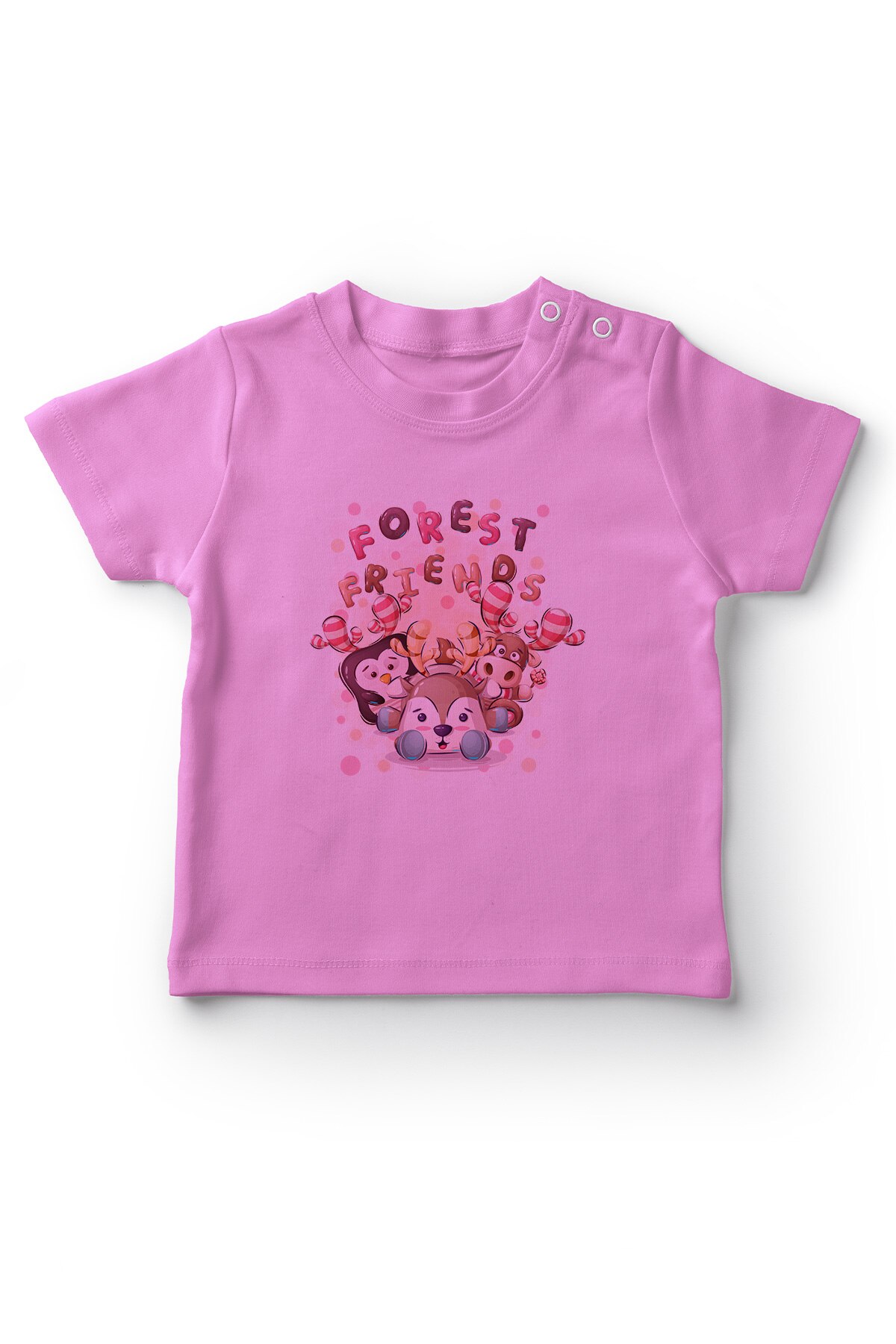 Angemiel Baby Forest Friendship Girl Baby T-Shirt Pink