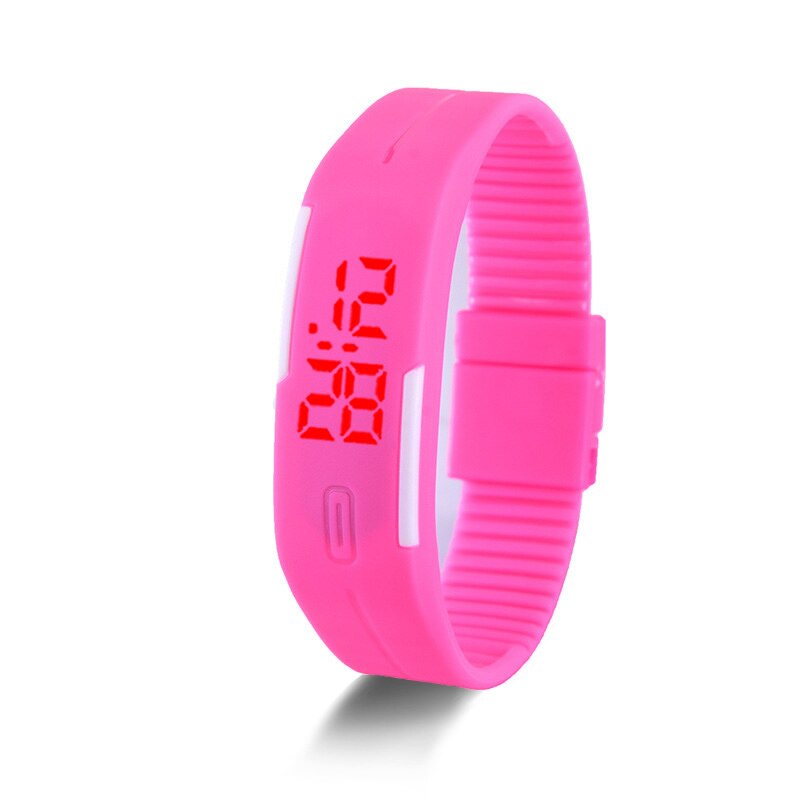 Mode Led Horloges Snoep Kleur Siliconen Rubber Touch Screen Digitale Horloges, Vrouwen Mannen Armband Sport Horloge: pink