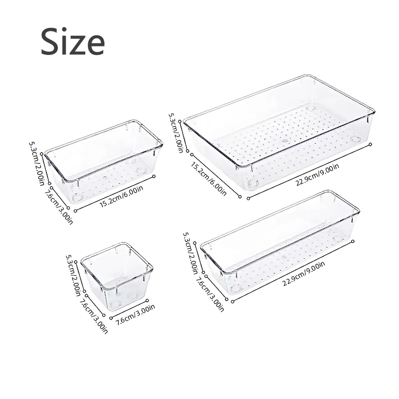 7/14 Pcs Lade-Organisatoren Set Doorzichtige Plastic Bureauverdelers Bakken Slaapkamerkast Kantoor Opbergdoos Voor Make-Up Jewelries Gadgets