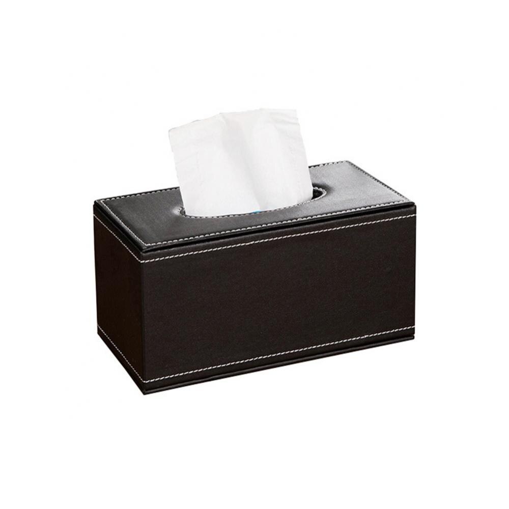 Household Faux Leather Tissue Box Car Tissue Paper Holder Storage Case Hotel Restaurant Paper Towel Dispenser: Black Medium