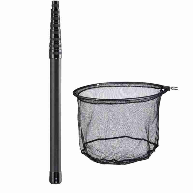 Red de pesca de carbono de , aparejo de pesca de mano plegable telescópico con mango de poste