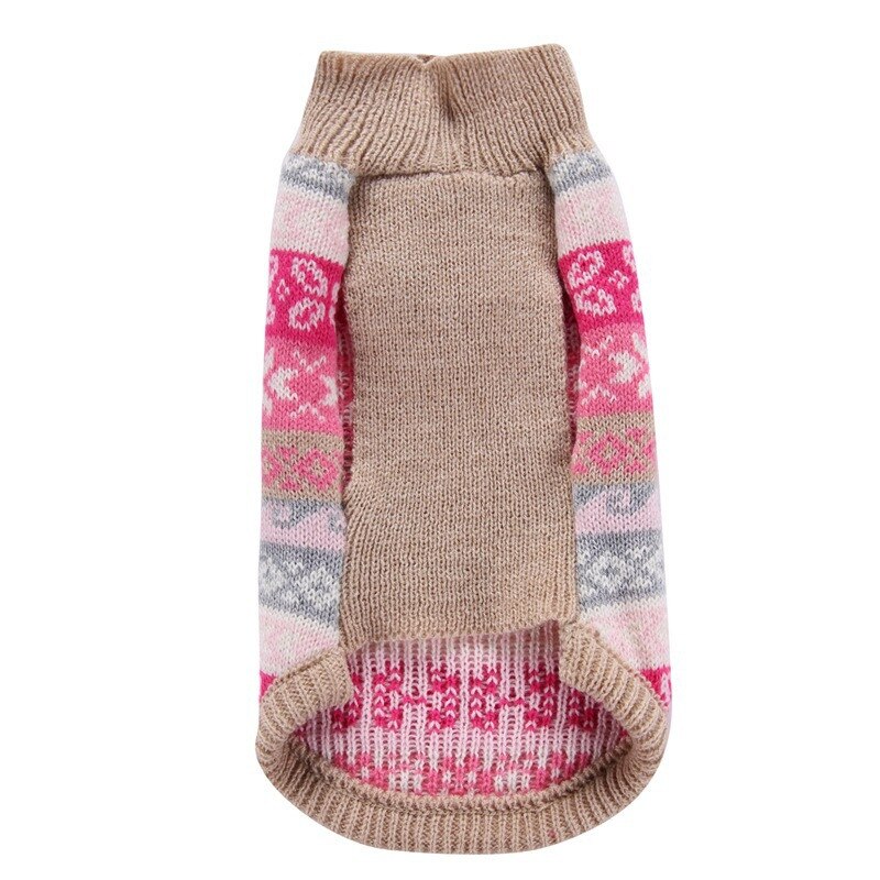Autumn/winter Wool Pet Dog Sweaters Cute Christmas Flower Pattern Knitting Sweater for Medium and Big Dog Pet Clothes(pink)