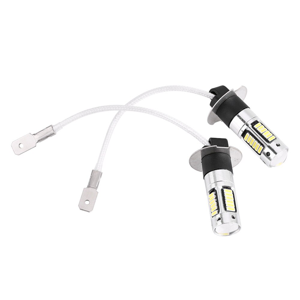 1 par  h3 lyspære 4014 hvite led bil tåkelys pære lampe  dc 12v 25w bil tåke  h3 led lampe