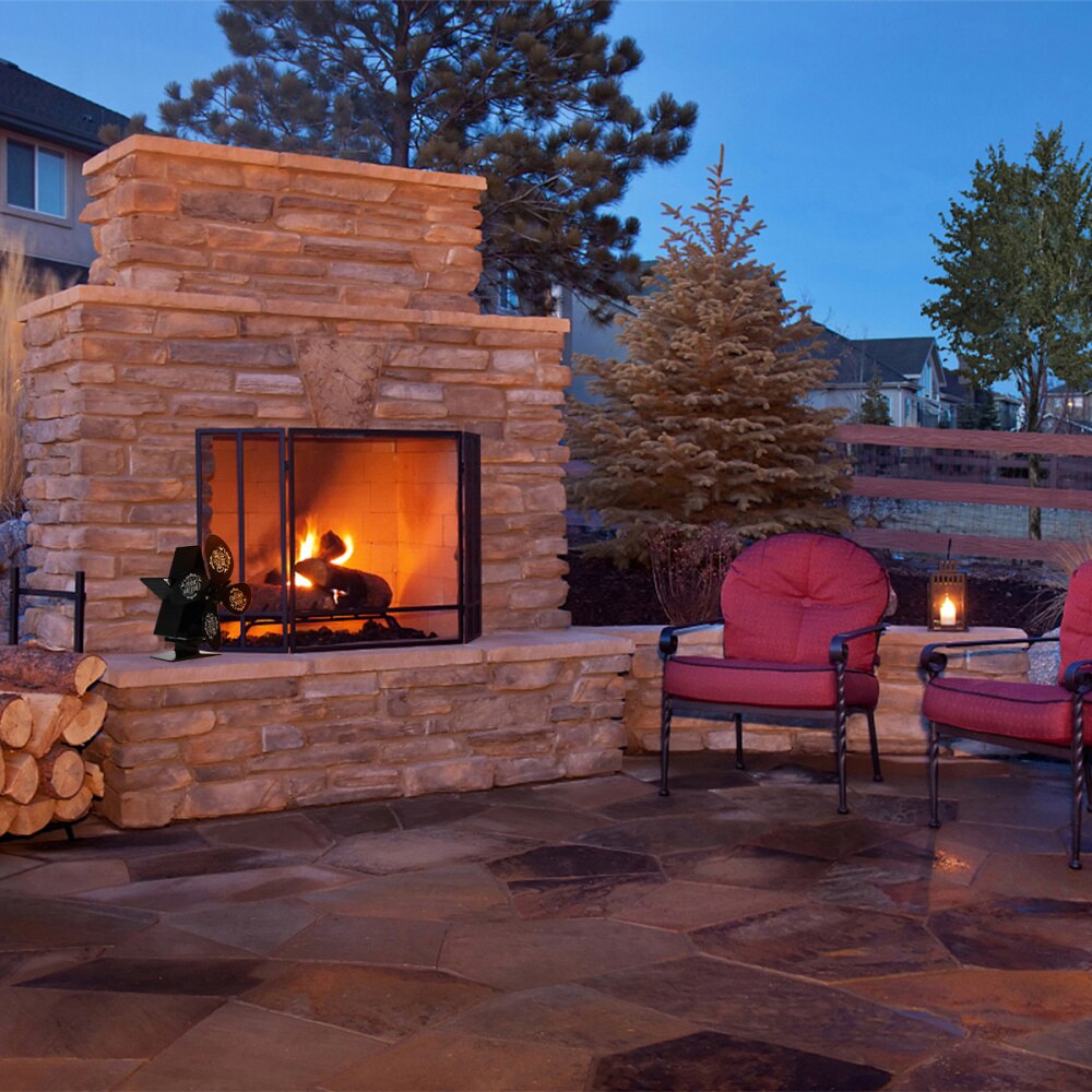 1Pc Fireplace Fan Nice Novel Wood Coal Burner Christmas Decor Heat Powered Stove Fan