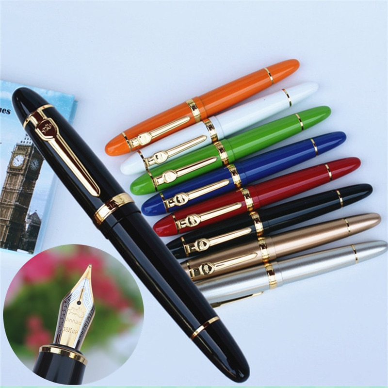 JINHAO 159 18KGP 0.7mm MEDIUM BROAD NIB FOUNTAIN PEN free with a black pen pouch 8 COLORS FOR CHOOSE