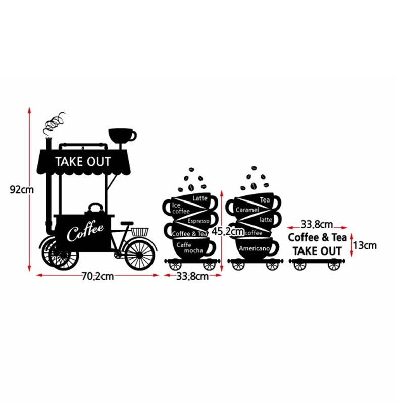 Coffee Shop Sticker Glass Decal Cafe Poster Vinyl Art Wall Decor Mural Break Milk Tea 1001: B