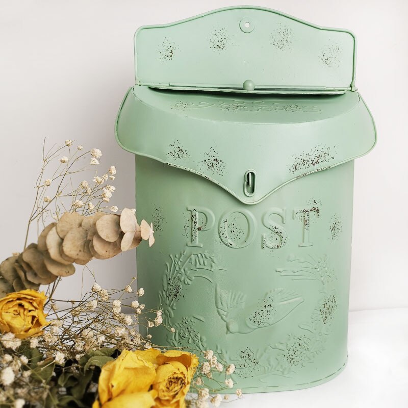 Cassetta postale in metallo scatola da lettere decorativa da parete in stile rustico Vintage da fattoria 9.5x15.8 pollici: green