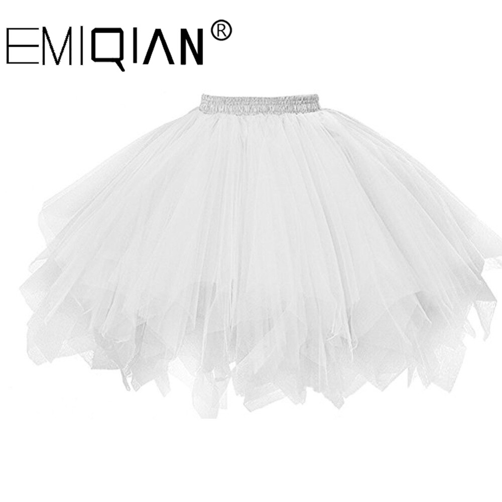 Korte Petticoat Tule Rokken Vrouwen Elastische Stretch Lagen Zomer Volwassen Tutu Rok Onderrok: WHITE