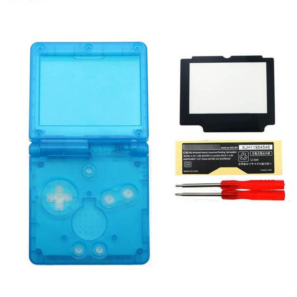 11colors 1set Clear For Nintend GBA SP Replacement Housing Shell Cover For GameBoy Advance SP with lens screwdrivers: J with plastic lens