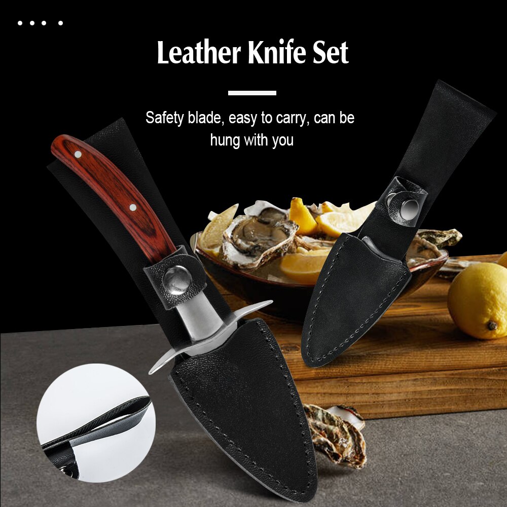 XYj Auster Messer einstellen Leder Messer Abdeckung Handschuhe Hülse Auster Öffnung Werkzeuge Messer Meeresfrüchte Multi Verwenden Stahl Hebeln Messer Schwarz braun