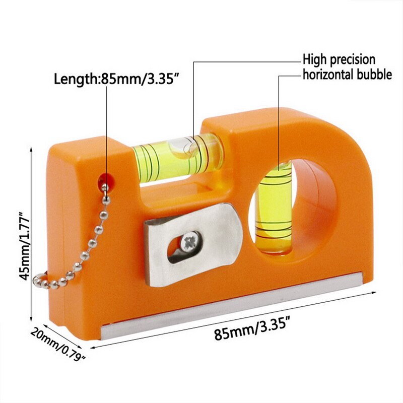 ABS Magnetic Pocket Bubble Level Keychain Bubble Spirit Leveler For Tiles Floor Picture Hanging Bubble Clamp Level Portable