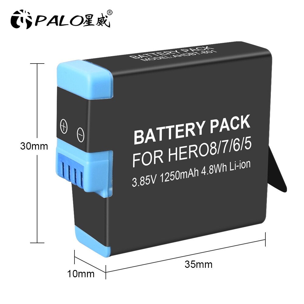 Palo 100%  original til gopro hero 7 hero 6 hero 5 batteri til go pro hero 7 6 hero 5 gopro hero 8 sort afkode kamera batteri